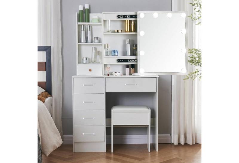 LuxusKollektion Schminktisch Schminktisch mit LED-Beleuchtung und Spiegel, Frisiertisch für von LuxusKollektion