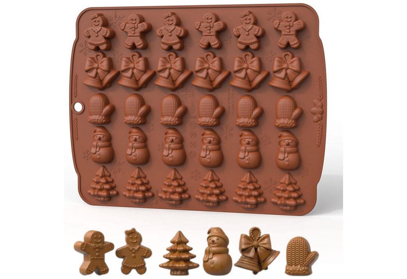 LuxusKollektion Schokoladenform Silikonform Weihnachts 30 Mulden Lebkuchenmann Baum Weihnachten B von LuxusKollektion