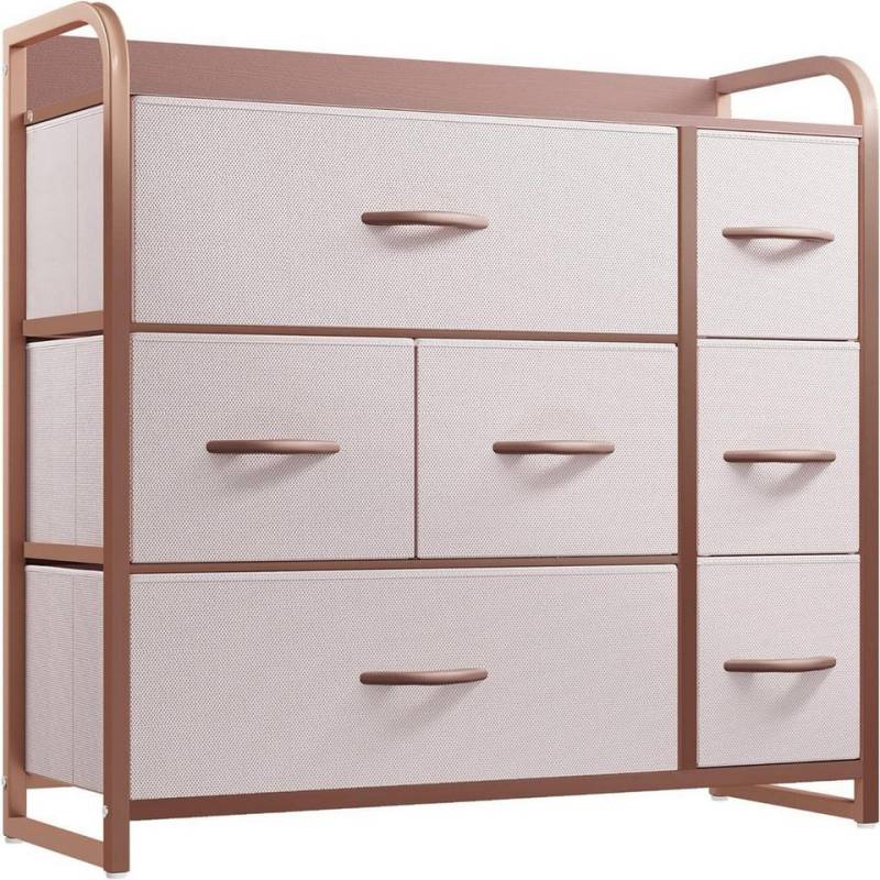 YITAHOME Schraubspanner Kommode Schrank Aufbewahrung 7 Schubladen Stoff Rosa von YITAHOME