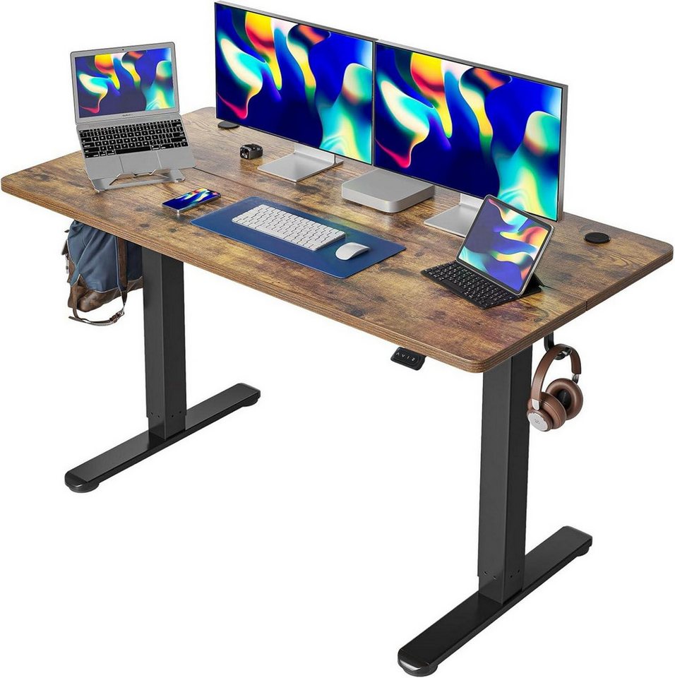 LuxusKollektion Schreibtisch 140x60 cm Schreibtisch Höhenverstellbar Elektrisch T-Beine Stahl von LuxusKollektion