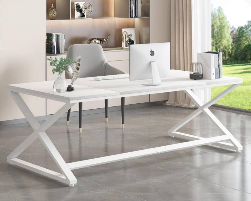 LuxusKollektion Schreibtisch Großer weißer Schreibtisch 70 Zoll Home-Office Computertisch von LuxusKollektion