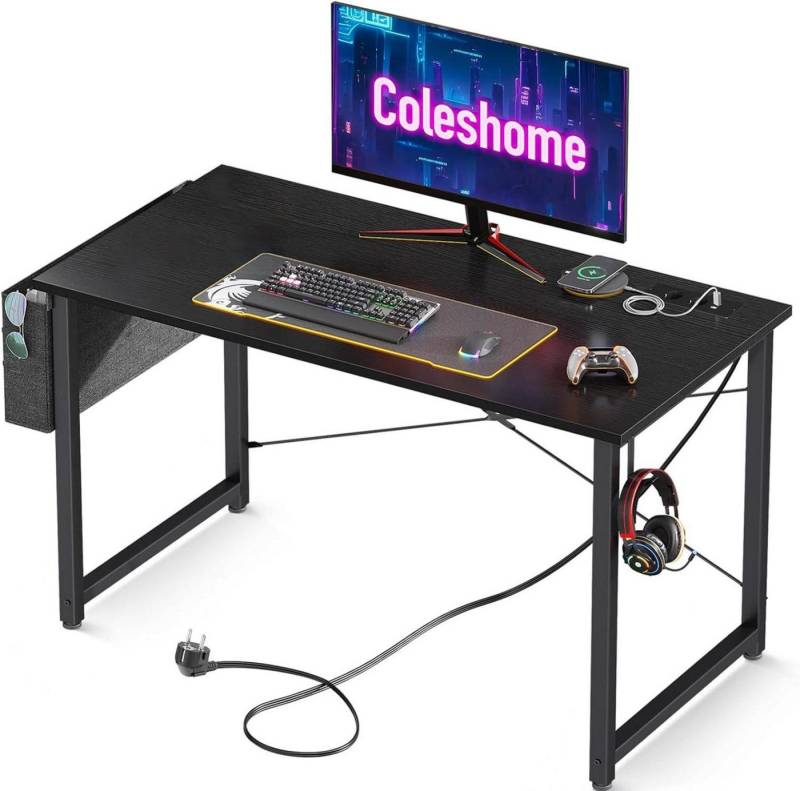 LuxusKollektion Schreibtisch Schreibtisch Klein 100x48cm mit Steckdosen und Aufbewahrungstasche von LuxusKollektion