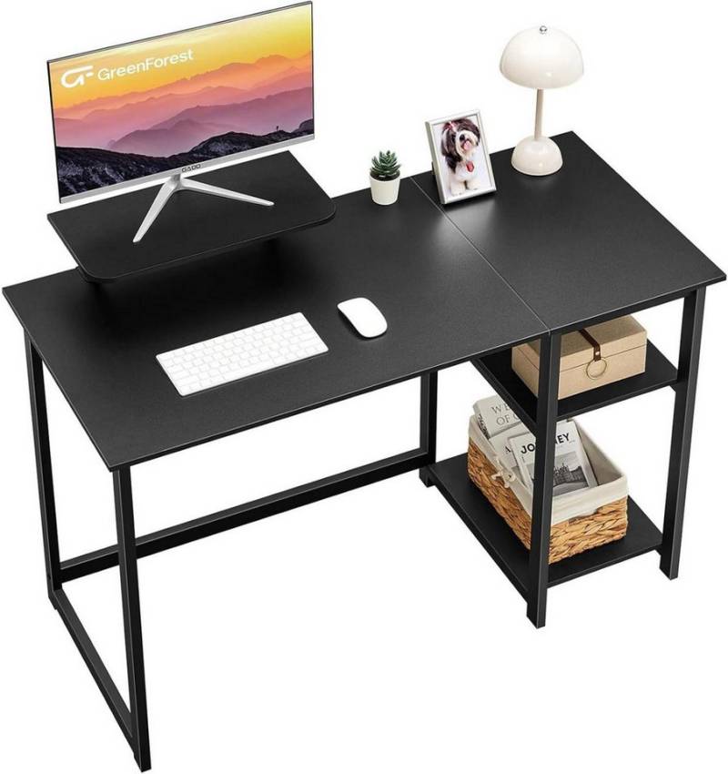 LuxusKollektion Schreibtisch Schreibtisch mit Stauraum 120cm Schwarz Monitorständer Home Office von LuxusKollektion