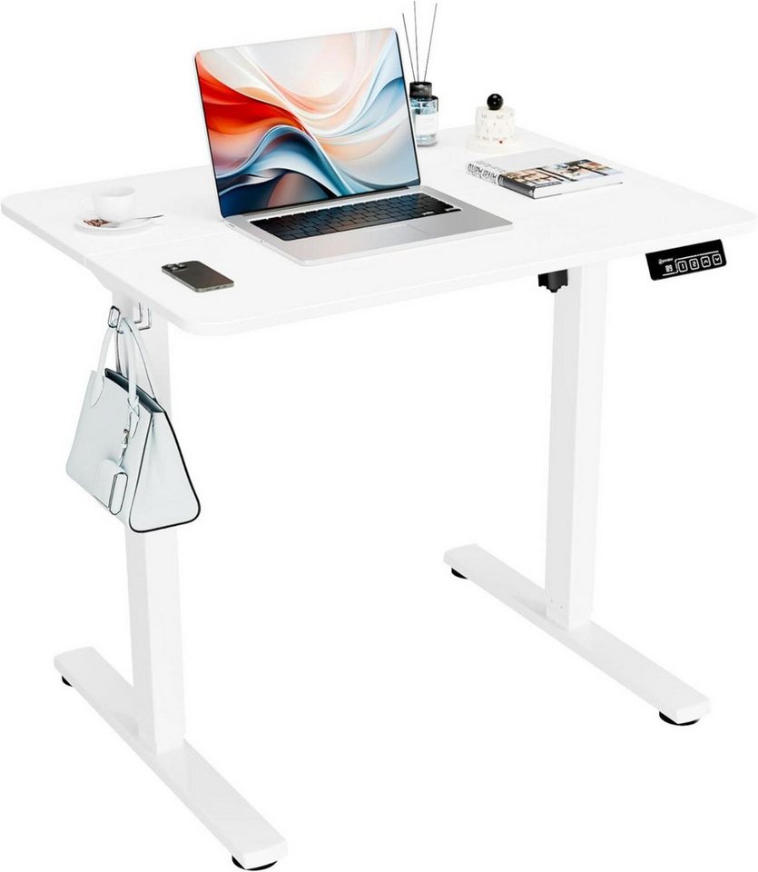 LuxusKollektion Schreibtisch Elektrischer Schreibtisch Höhenverstellbar 80x60cm Weißes Gestell von LuxusKollektion