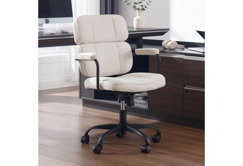 LuxusKollektion Schreibtischstuhl Ergonomischer Schreibtischstuhl Chenille beige 360° Drehstuhl von LuxusKollektion