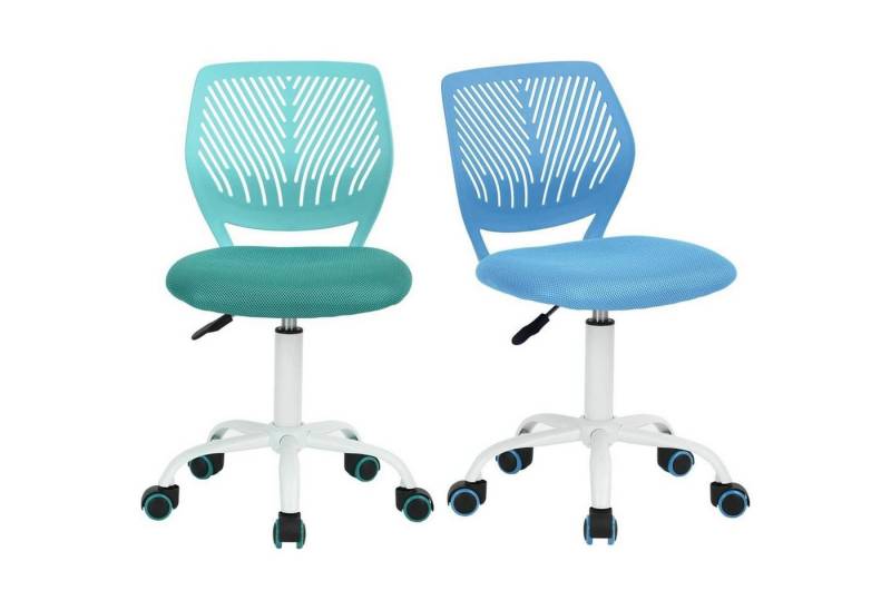 LuxusKollektion Schreibtischstuhl Schreibtischstuhl Drehstuhl 2er Set Stoffsitz Blau und Türkis von LuxusKollektion