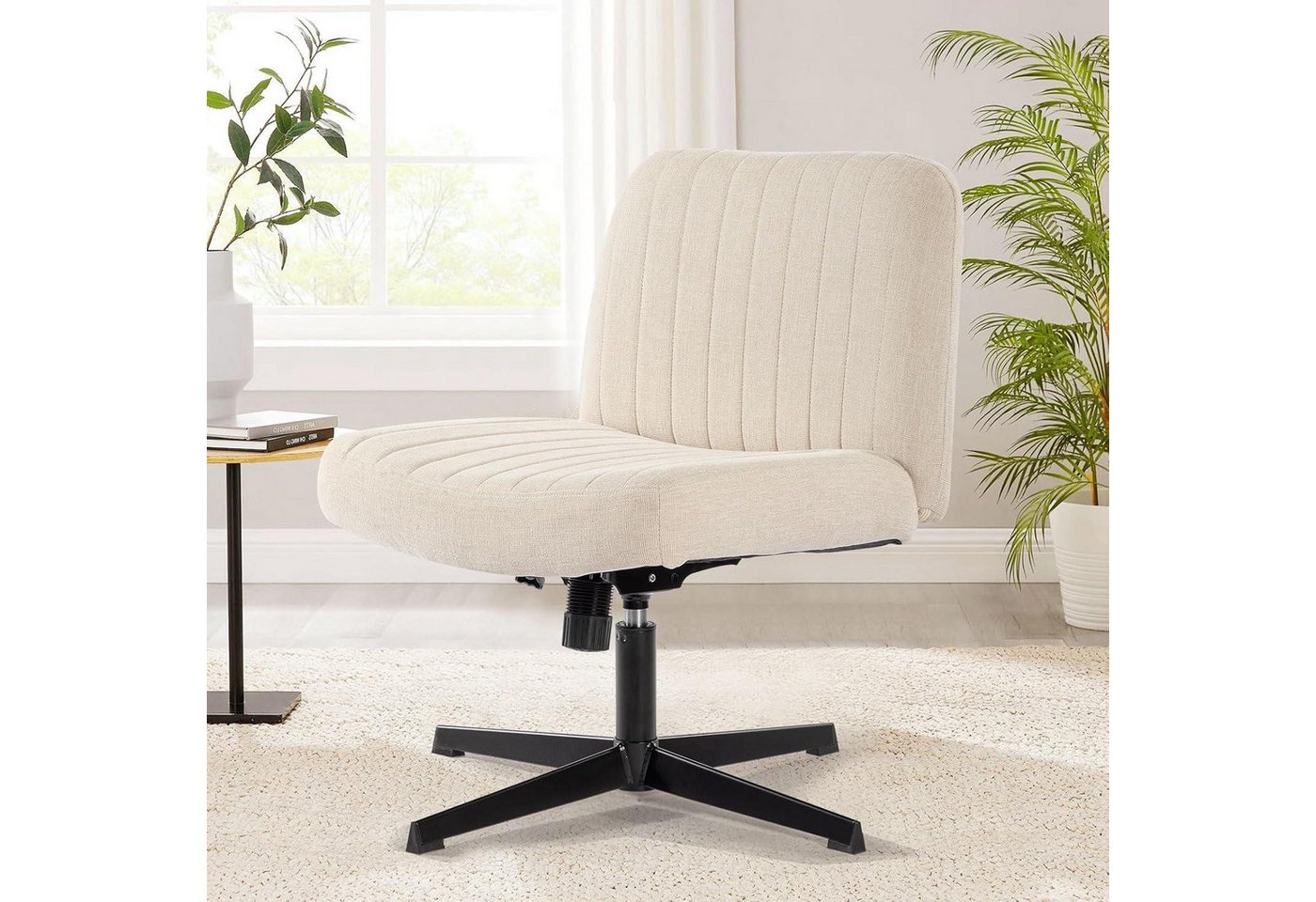 LuxusKollektion Schreibtischstuhl Stuhl Schneidersitz Stoffpolsterung Beige Keine Rädern LuxusKollektion Schreibtischstuhl Stuhl Schneidersitz Stoffpolsterung Beige Keine Rädern von LuxusKollektion