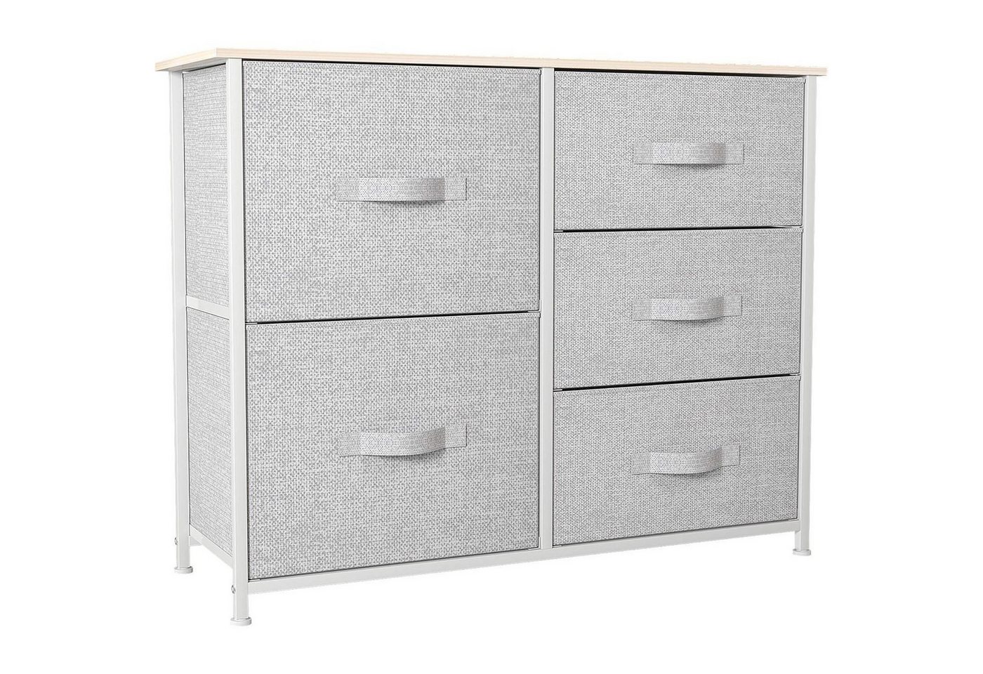 LuxusKollektion Schuhformer Kommode 5 Schubladen Stoff Schlafzimmer Kinderzimmer Hellgrau von LuxusKollektion