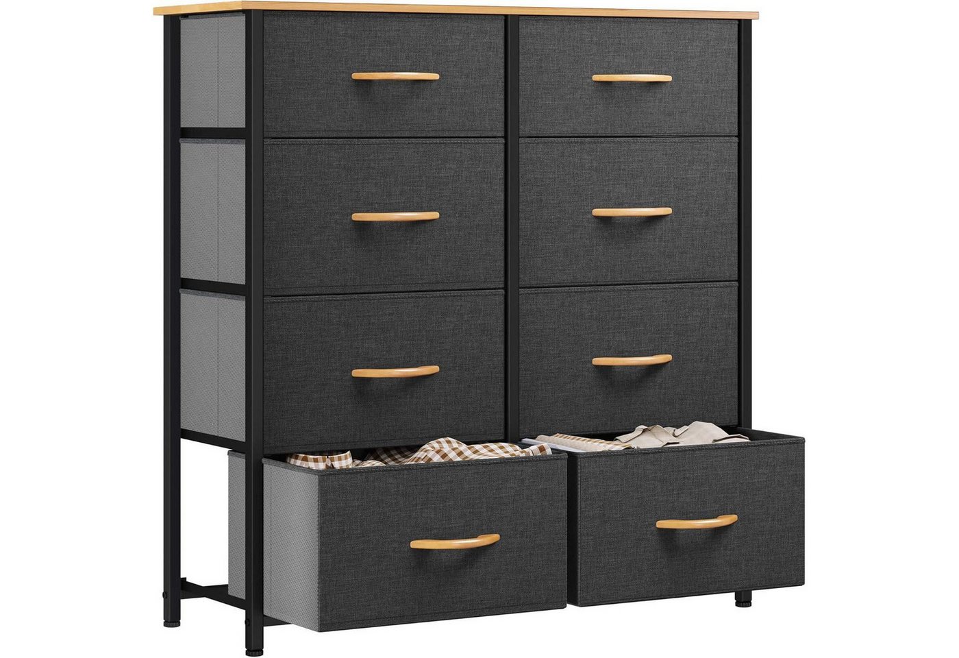 LuxusKollektion Schuhspanner Kommode 8 Schubladen Stoff Metallrahmen Holztischplatte Dunkelgrau von LuxusKollektion