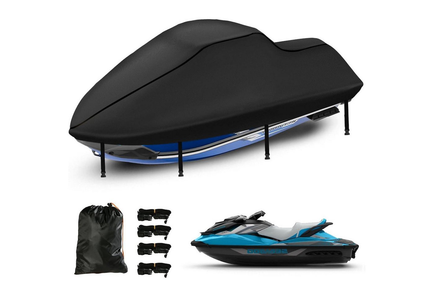 LuxusKollektion Schutzplane Jet Ski Abdeckung 3 Sitzer 420D 2 Belüftungen 4 345-368CM Schwarz LuxusKollektion Schutzplane Jet Ski Abdeckung 3 Sitzer 420D 2 Belüftungen 4 345-368CM Schwarz von LuxusKollektion