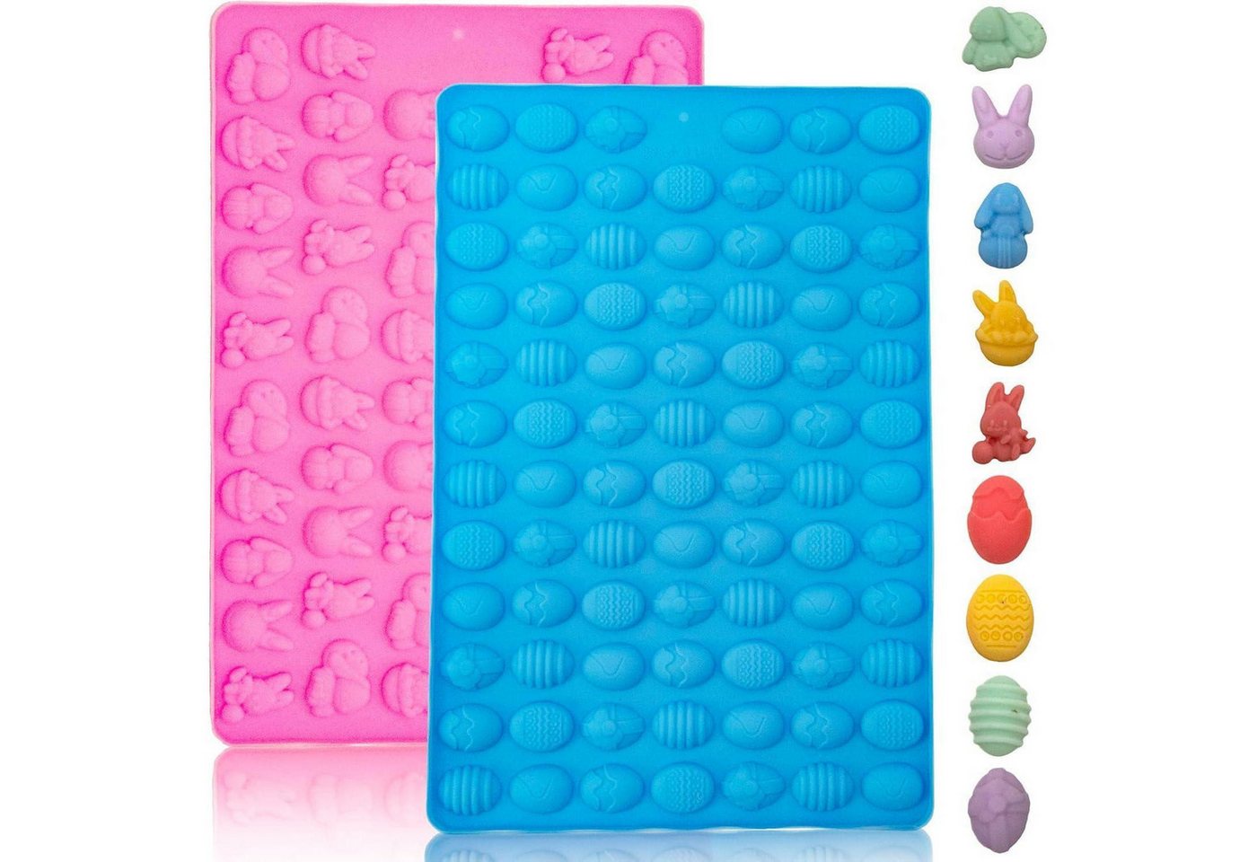 LuxusKollektion Silikonform Backmatte Silikon Ostern Hundekekse Antihaftend Osterhase Pink+blue von LuxusKollektion