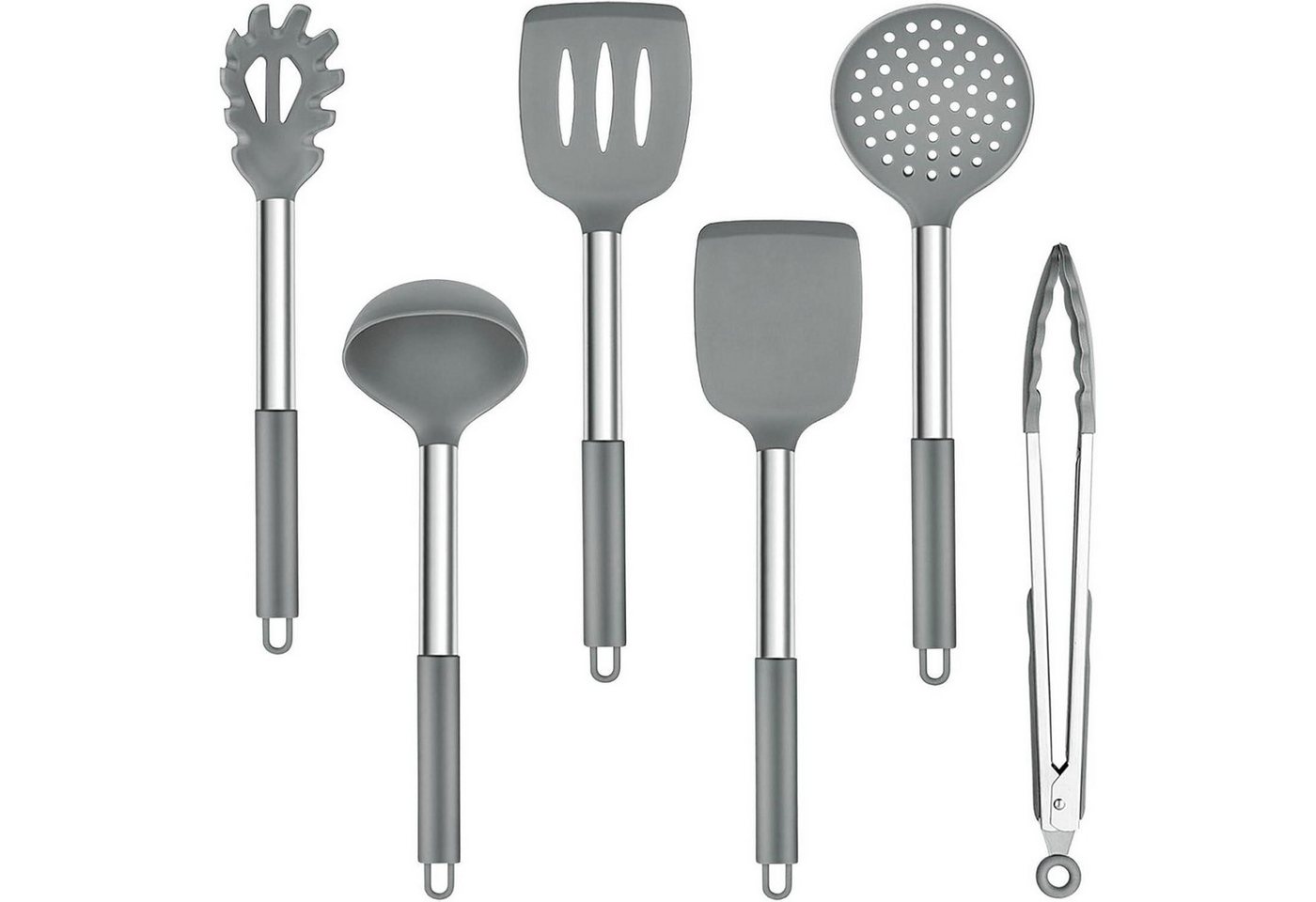 LuxusKollektion Silikonform Küchenhelfer 6 Silikon Pfannenwender Edelstahlgriff Grau 6 von LuxusKollektion
