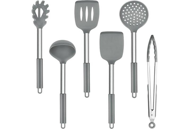 LuxusKollektion Silikonform Küchenhelfer 6 Silikon Pfannenwender Edelstahlgriff Grau 6 von LuxusKollektion