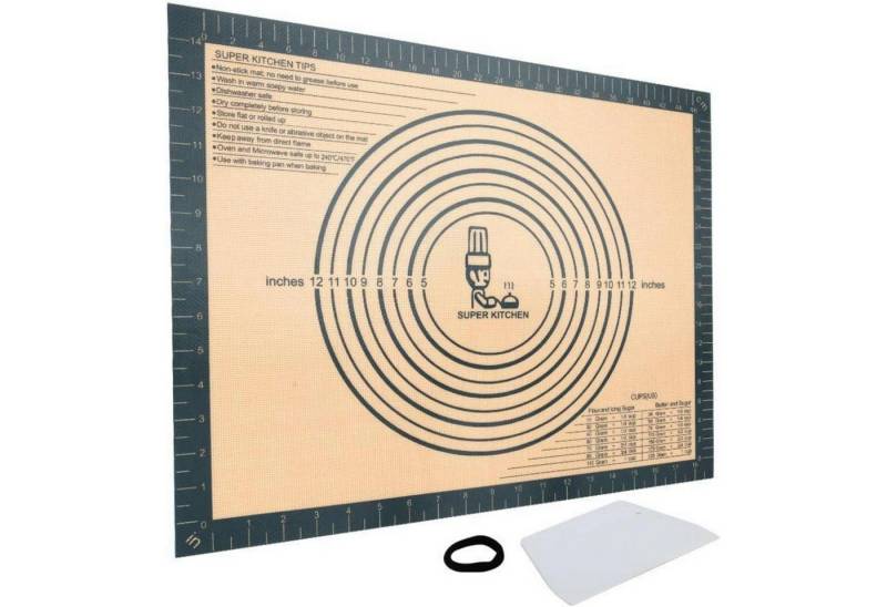 LuxusKollektion Silikonform Teigmatte Silikon 50x40cm Ausrollmatte Teigschneider Grau 50L x 40B cm von LuxusKollektion