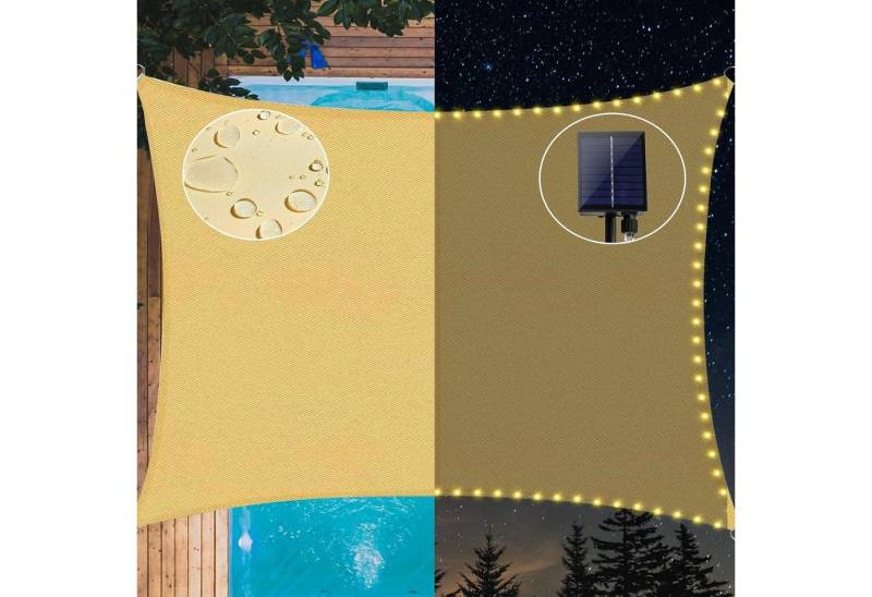 LuxusKollektion Sonnensegel Premium Sonnensegel Wasserdicht 3x4m mit Solar Lichterkette von LuxusKollektion