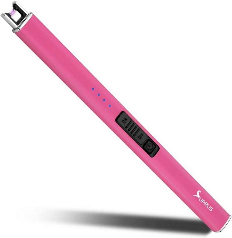 SUPRUS Stabanzünder Leuchtfeuerzeug USB-Lichtbogenanzünder Winddicht rosa von SUPRUS