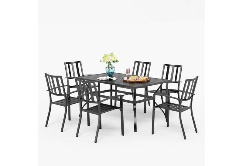 LuxusKollektion Stapelstuhl Gartenmöbel Set 6 Stühle Tisch Wetterfest Stapelbar Metall Style 2 LuxusKollektion Stapelstuhl Gartenmöbel Set 6 Stühle Tisch Wetterfest Stapelbar Metall Style 2 von LuxusKollektion
