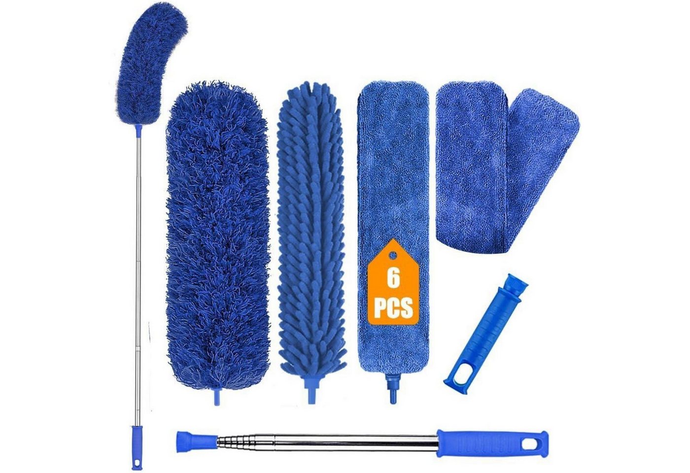 LuxusKollektion Staubwedel Staubwedel Teleskop Ausziehbar 245cm Waschbar 6 Pcs Blau von LuxusKollektion
