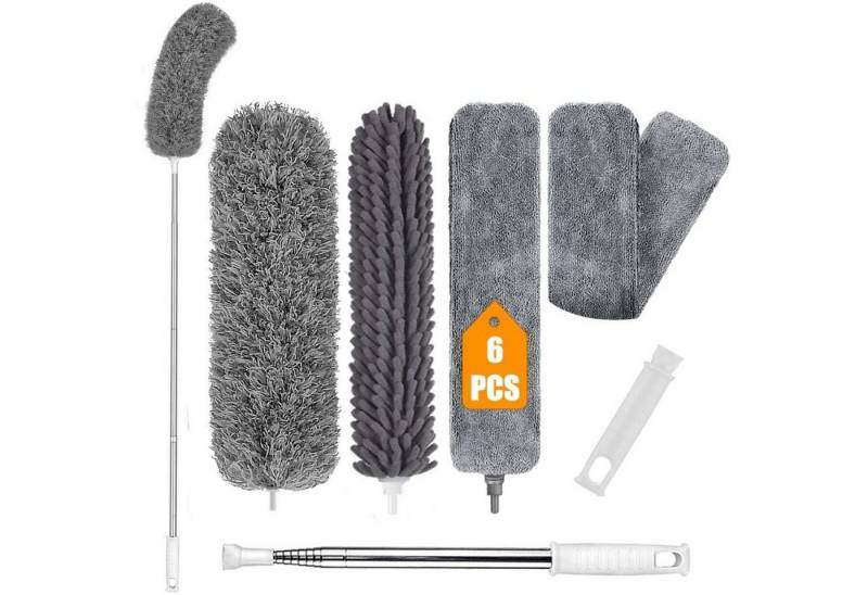 LuxusKollektion Staubwedel Staubwedel Teleskop Ausziehbar 245cm Waschbar Staubwischer 6 Pcs Grau von LuxusKollektion