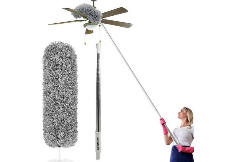 LuxusKollektion Staubwedel Staubwedel Teleskop Ausziehbar 254cm Waschbar Mikrofasern Grau von LuxusKollektion