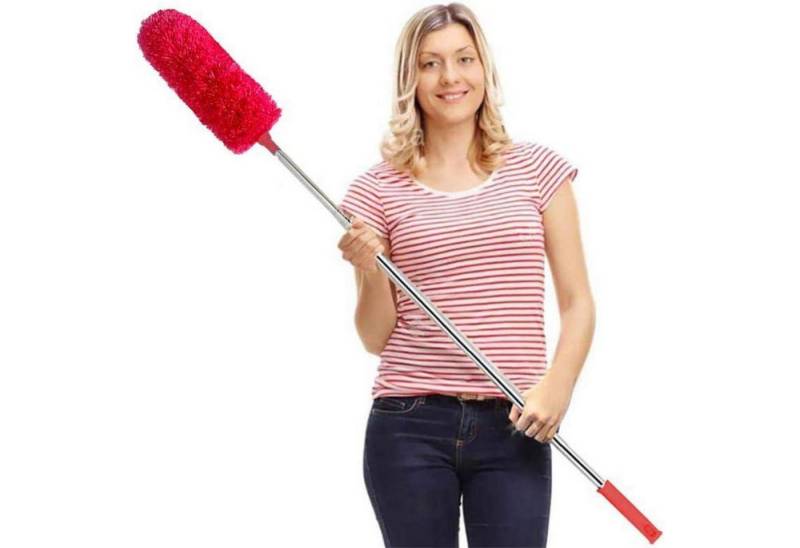 LuxusKollektion Staubwedel Staubwedel Teleskop Mikrofaser Edelstahl Eckbesen 254cm Rot von LuxusKollektion