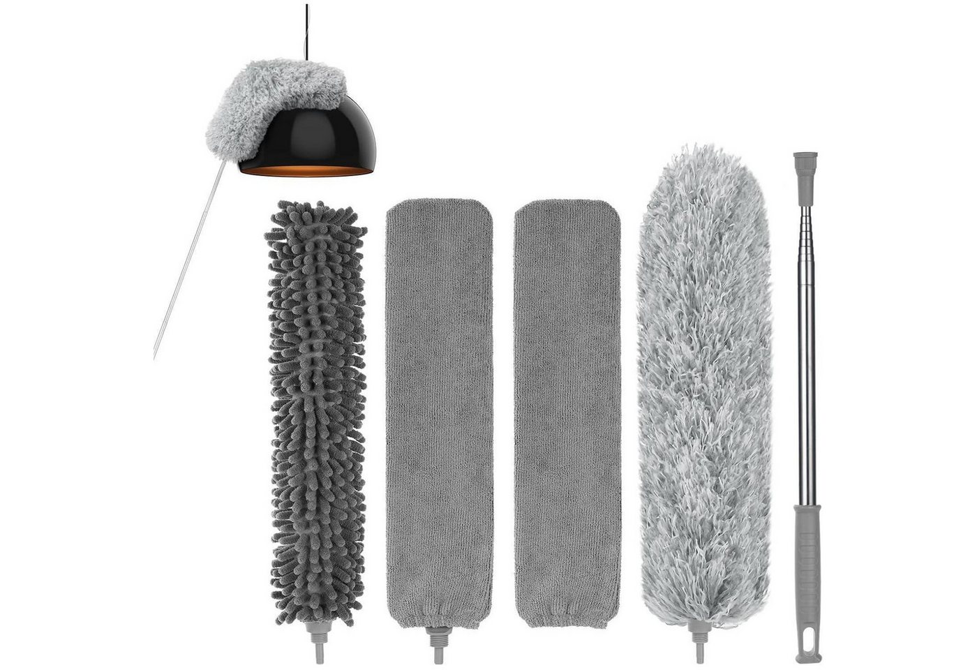 LuxusKollektion Staubwedel Staubwedel Teleskop Mikrofaser Fugenbürsten-set, 7 Stück (A) von LuxusKollektion