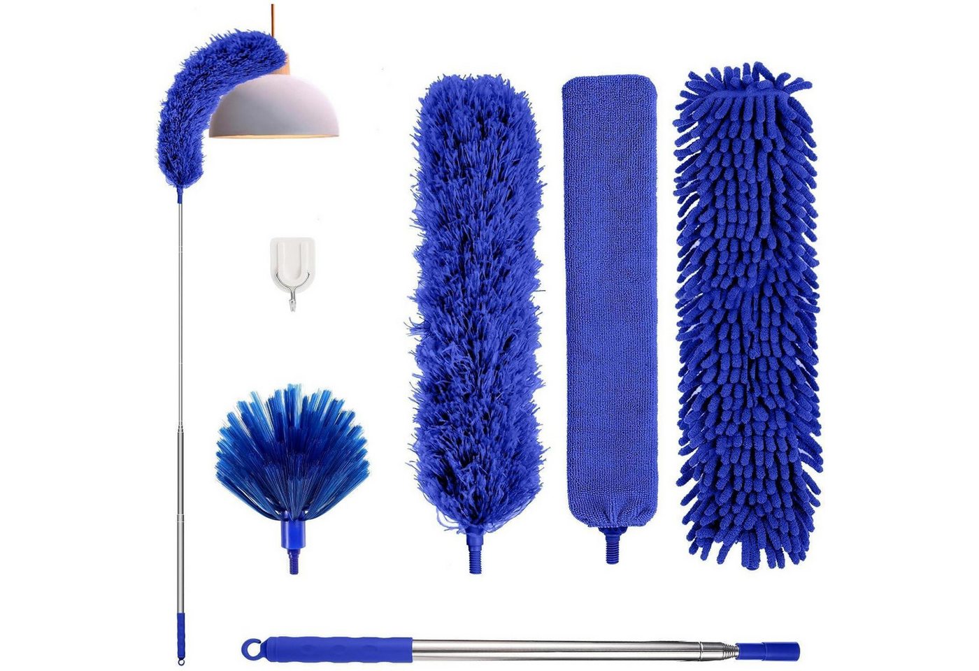 LuxusKollektion Staubwedel Staubwedel Teleskop Mikrofaser Spinnenwebenentferner 213cm Blau 7pcs von LuxusKollektion