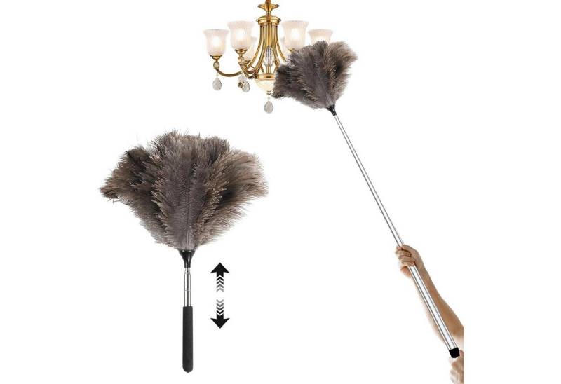LuxusKollektion Staubwedel Staubwedel Teleskop Straußenfedern Ausziehbar Antistatik 1.2 m 2 von LuxusKollektion