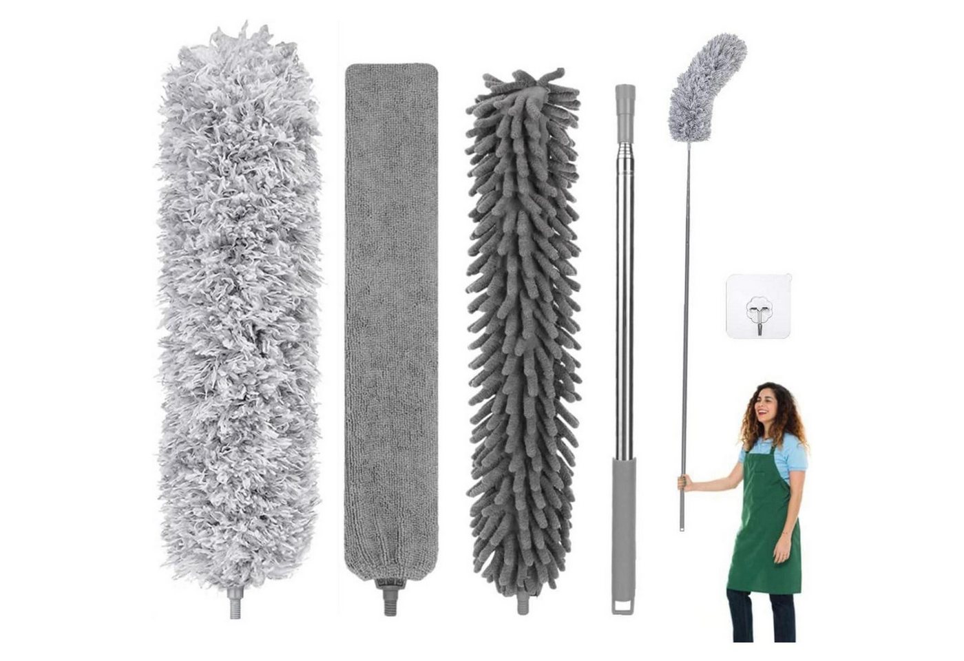 LuxusKollektion Staubwedel Staubwedel Teleskop ausziehbar 254cm waschbar Staubwischer 5PCS-Grau von LuxusKollektion