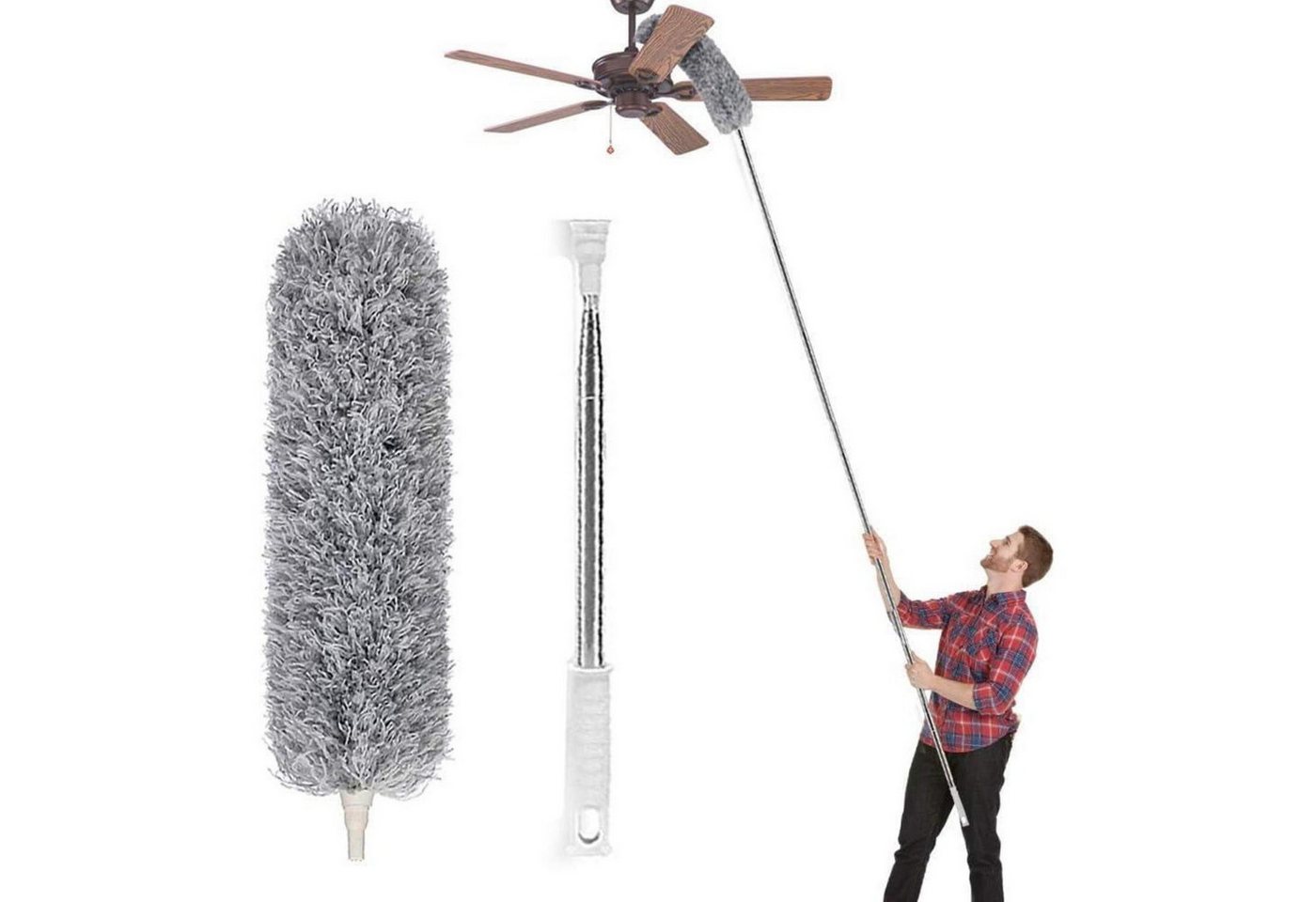 LuxusKollektion Staubwedel Staubwedel Teleskopstange 254 cm Mikrofaser waschbar biegbar von LuxusKollektion