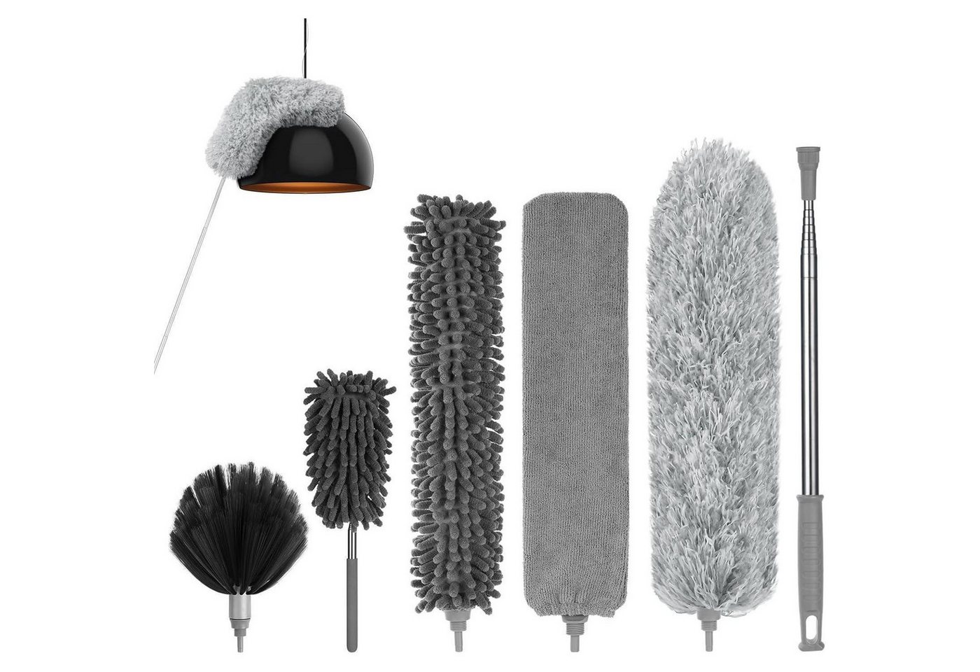 LuxusKollektion Staubwedel Staubwedel Teleskopstange Mikrofaser 243cm Fugenbürsten set 8 Stück von LuxusKollektion