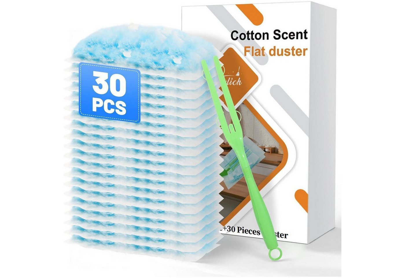 LuxusKollektion Staubwischer Staubwedel Nachfüllpack 30er Mikrofaser mit Handgriff Einweg von LuxusKollektion
