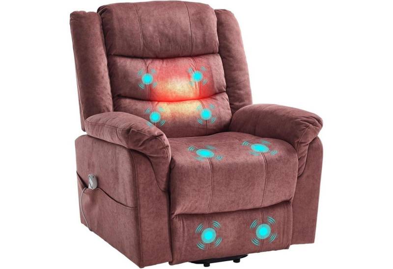 LuxusKollektion Stehhilfe Fernsehsessel Aufstehhilfe Massagesessel 230kg Braun Stoff Braun-stoff von LuxusKollektion