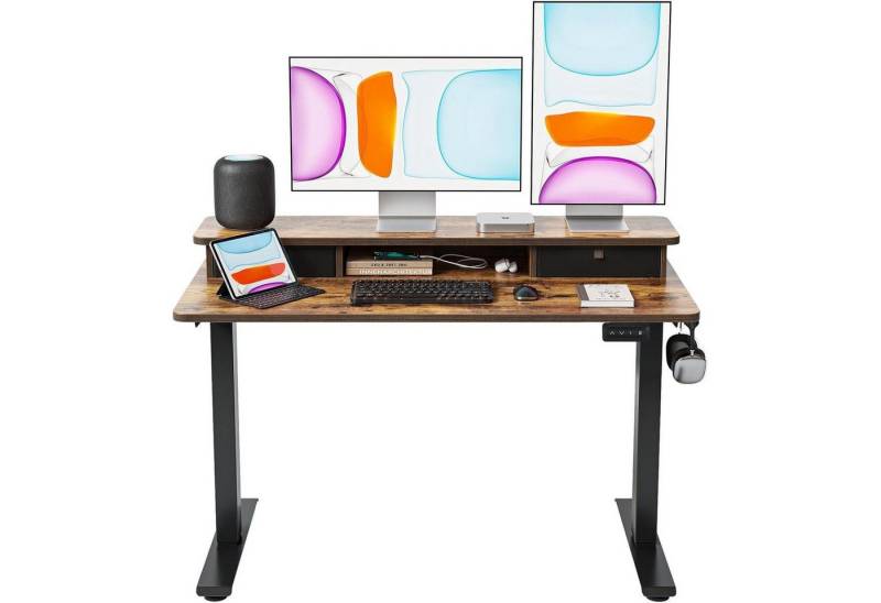 LuxusKollektion Stehtisch Höhenverstellbarer Elektrischer Stehtisch Doppelschublade 120x60cm von LuxusKollektion