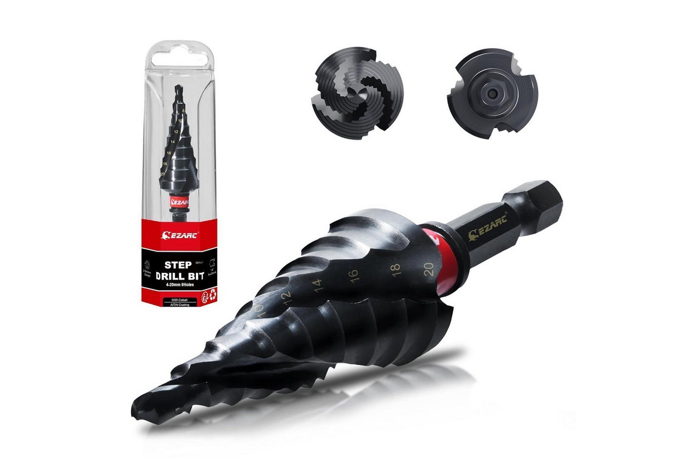 LuxusKollektion Stufenbohrer Stufenbohrer HSS AlTiN Konusbohrer 9 Stufen Edelstahl Holz 4-20mm LuxusKollektion Stufenbohrer Stufenbohrer HSS AlTiN Konusbohrer 9 Stufen Edelstahl Holz 4-20mm von LuxusKollektion