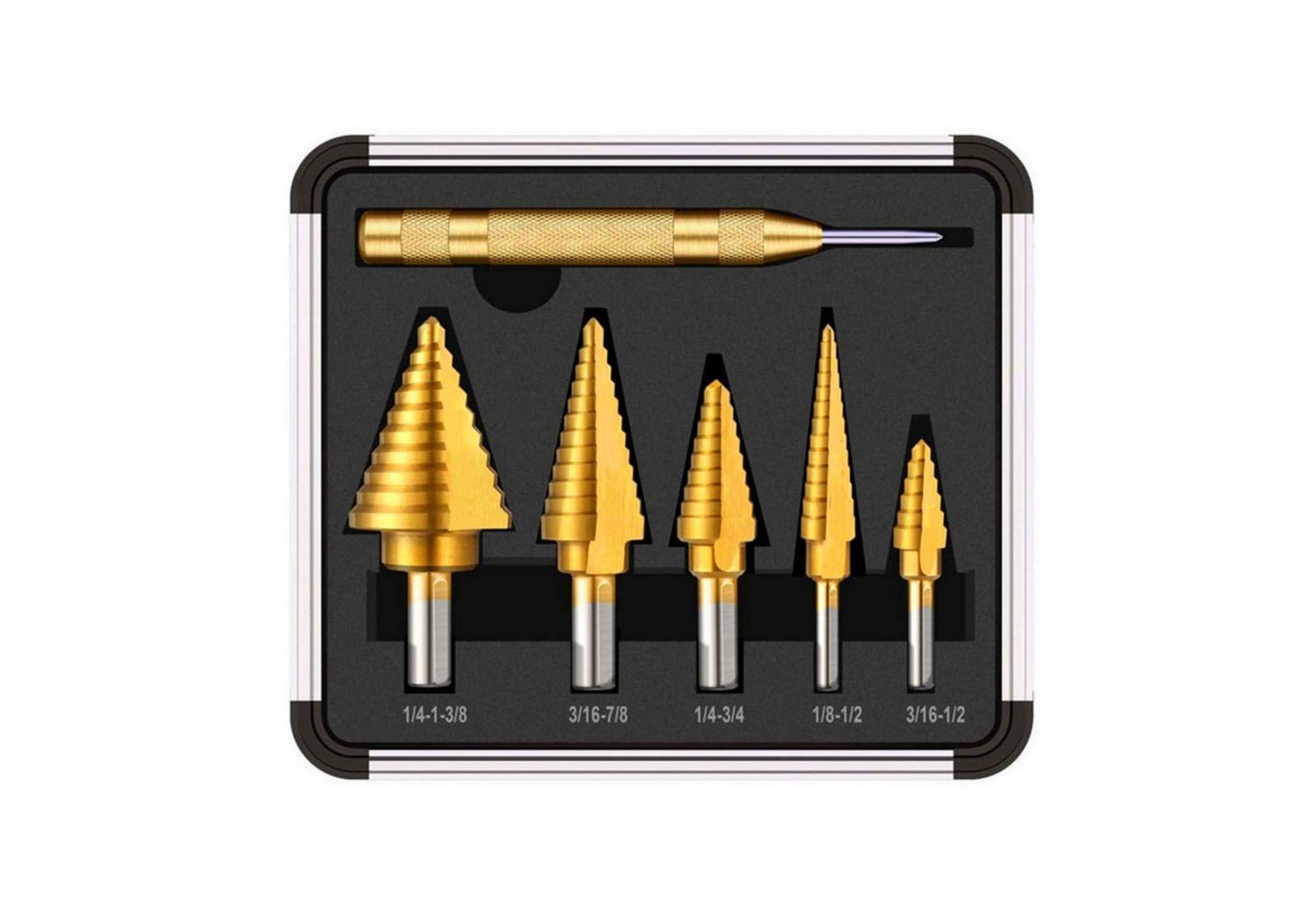 LuxusKollektion Stufenbohrer Stufenbohrer Set HSS Titanium 50 Größen Metall Alu Holz 5 von LuxusKollektion