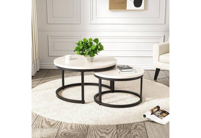 LuxusKollektion Stuhl Beistelltisch Set rund Couchtisch Holz Metallrahmen 2 Weiß LuxusKollektion Stuhl Beistelltisch Set rund Couchtisch Holz Metallrahmen 2 Weiß von LuxusKollektion