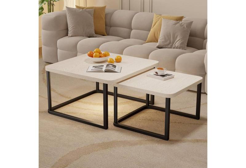 LuxusKollektion Stuhl Couchtisch 2 Stücke Set Holz Metallrahmen Satztisch Weiß-quadratisch LuxusKollektion Stuhl Couchtisch 2 Stücke Set Holz Metallrahmen Satztisch Weiß-quadratisch von LuxusKollektion