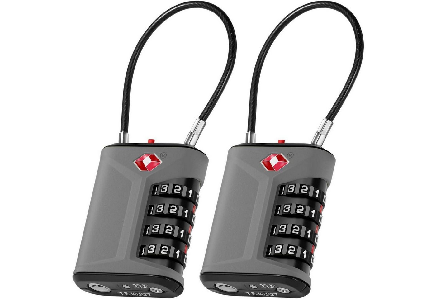 LuxusKollektion TSA-Vorhängeschloss Gepäckschloss Kabelschloss TSA 4stellig Zahlencode 2 Stücke Grau von LuxusKollektion