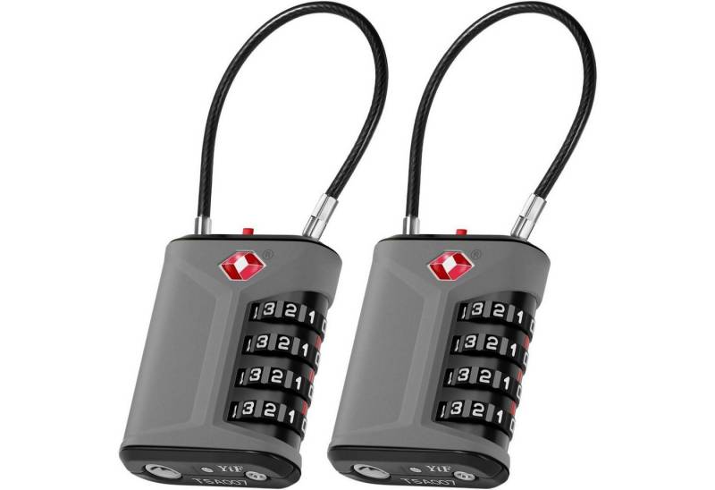 LuxusKollektion TSA-Vorhängeschloss Gepäckschloss Kabelschloss TSA 4stellig Zahlencode 2 Stücke Grau von LuxusKollektion