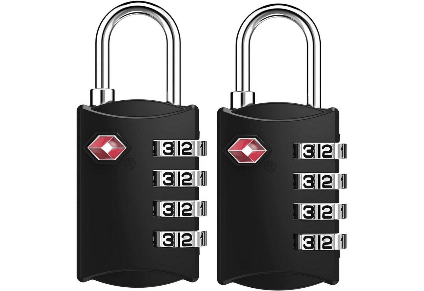 LuxusKollektion TSA-Vorhängeschloss Kofferschloss TSA Zahlenschloss 4stellig Koffer 2 Stücke Schwarz von LuxusKollektion