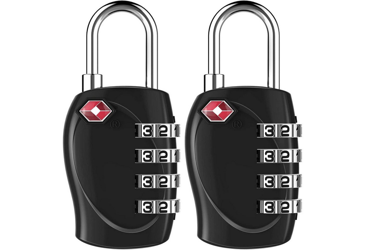 LuxusKollektion TSA-Vorhängeschloss Kofferschloss TSA Zahlenschloss 4stellig Koffer Rucksack 2p Schwarz von LuxusKollektion