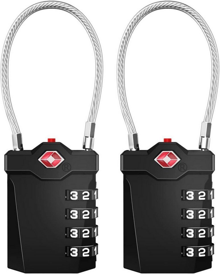 LuxusKollektion TSA-Vorhängeschloss TSA Genehmigt 4-Stellige Zahlenschlösser mit Öffnungsalarm (2er von LuxusKollektion