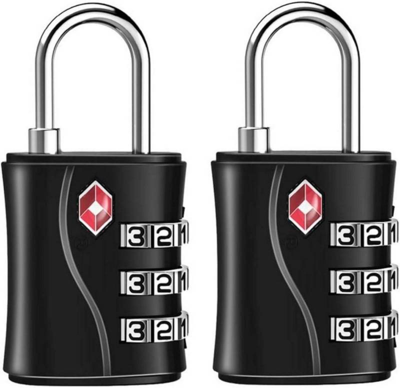 LuxusKollektion TSA-Vorhängeschloss TSA Kofferschlösser 3-stellig Zahlencode Schwarz 2 Stücke von LuxusKollektion