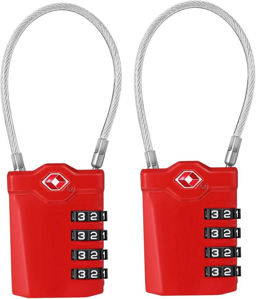 LuxusKollektion TSA-Vorhängeschloss TSA Zahlenschloss 4 Stellig für Gepäck & Rucksack, 2er Set Rot LuxusKollektion TSA-Vorhängeschloss TSA Zahlenschloss 4 Stellig für Gepäck & Rucksack, 2er Set Rot von LuxusKollektion