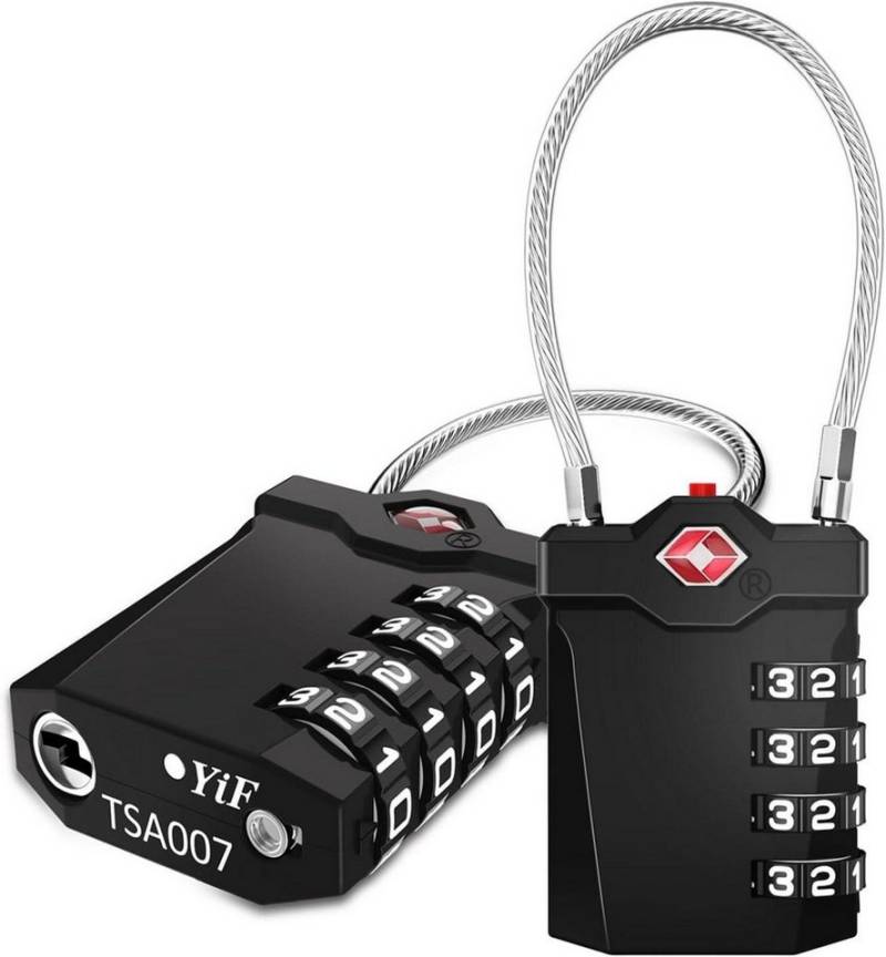 LuxusKollektion TSA-Vorhängeschloss TSA Zahlenschloss Gepäckschloss 4 Stellig Schwarz (2 von LuxusKollektion