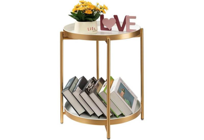LuxusKollektion Tabletttisch Beistelltisch Metall Tablett Klappbar Antirost Nachttisch Gold Weiß LuxusKollektion Tabletttisch Beistelltisch Metall Tablett Klappbar Antirost Nachttisch Gold Weiß von LuxusKollektion