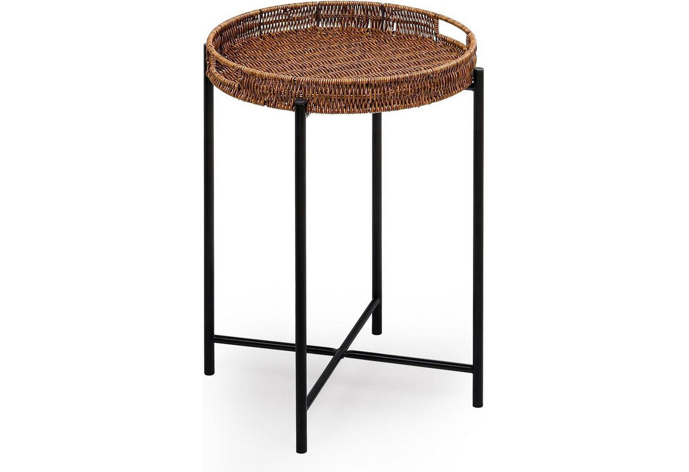 LuxusKollektion Tabletttisch Beistelltisch geflochten Tablett abnehmbar verstellbar 42 x 42 x 57cm von LuxusKollektion