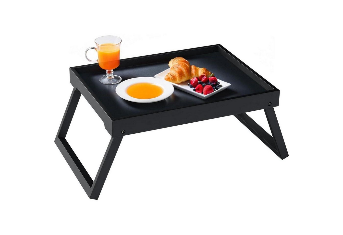 LuxusKollektion Tabletttisch Betttablett Bambus Klappbeine Laptop Frühstück Snack Schwarz von LuxusKollektion