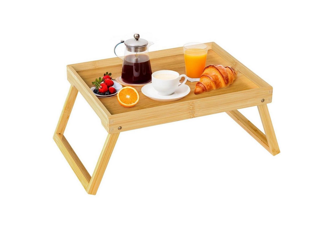 LuxusKollektion Tabletttisch Betttablett Bambus Klappbeine Serviertablett Laptoptisch Beige von LuxusKollektion
